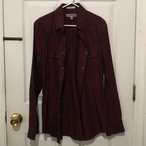 Express fitted maroon shirt